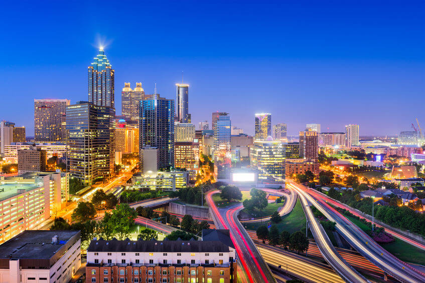 atlanta georgia city skyline stock photo